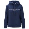 Bluza Tommy Hilfiger damska duże logo granatowa bawełniana z kapturem